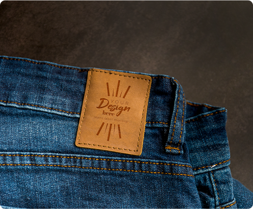 Leren label met reliëf